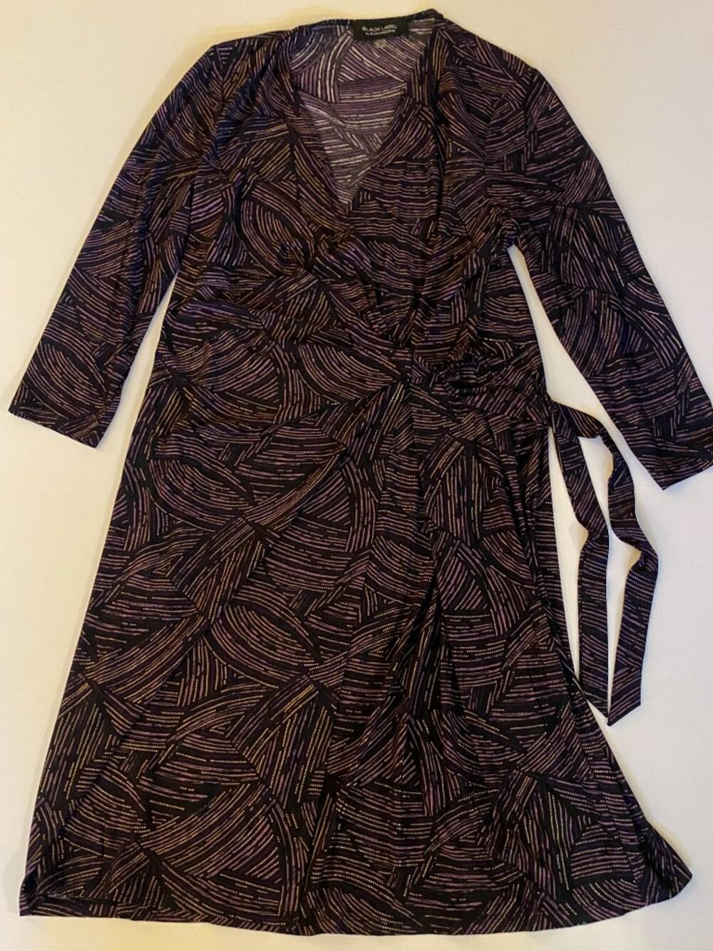 Womens beautiful stretch faux wrap dress sz 14 - Evan Picone Black Label